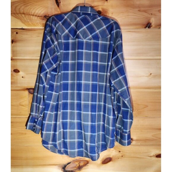 Vintage Mens Size XLT 17/17.5 X Tall Outlaw Western Wear Pearl Snap Button Up - Picture 9 of 11